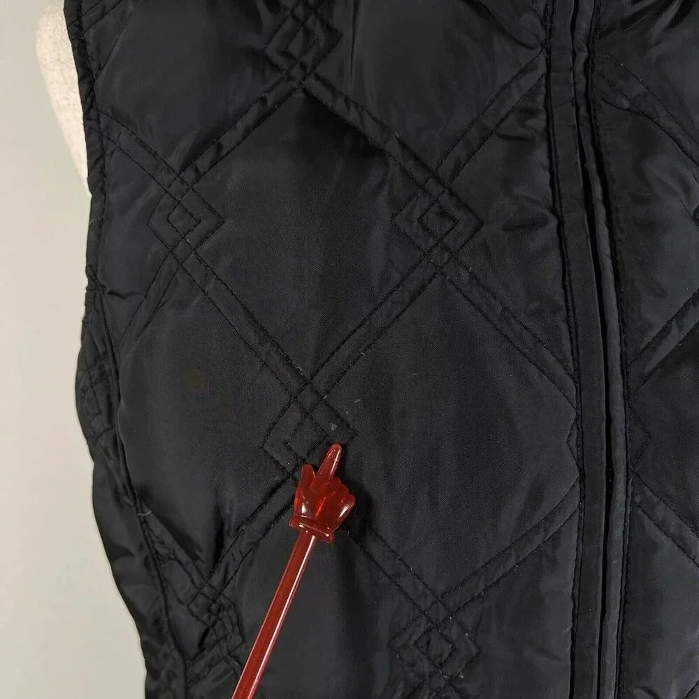 Eddie Bauer Vest Women's Small Black‎ Puffer Diamond Quilted Full Zip Outdoor